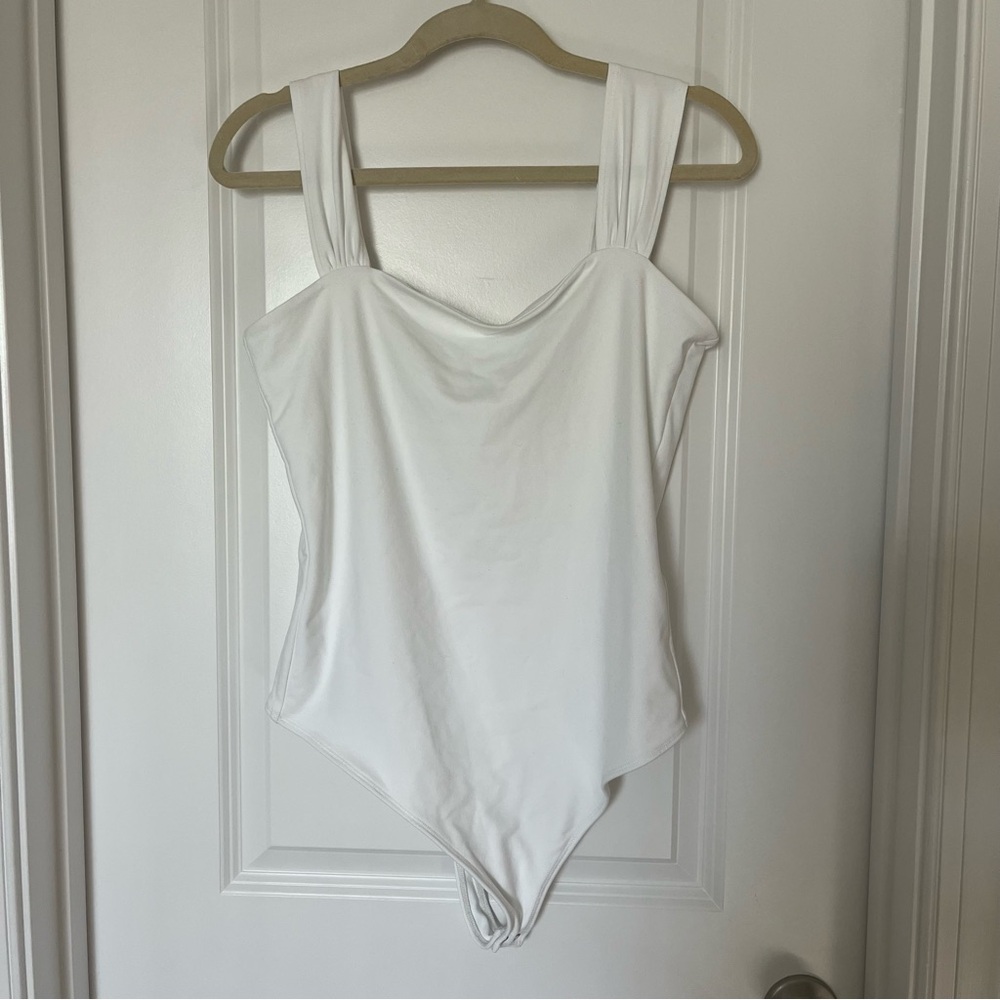 Abercrombie & Fitch Soft A&F Collection Large square neck White bodysuit